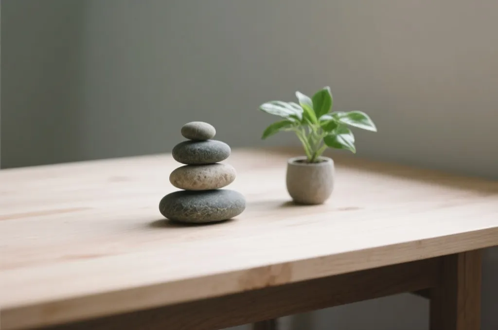 代表内心平静的禅意石头与绿色植物